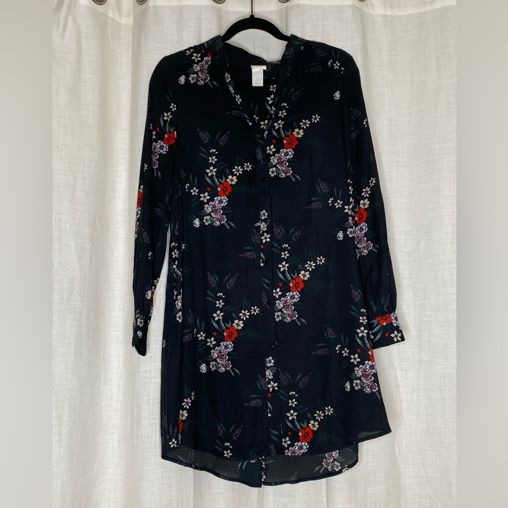 H&M Black Floral Long Sleeve Dress